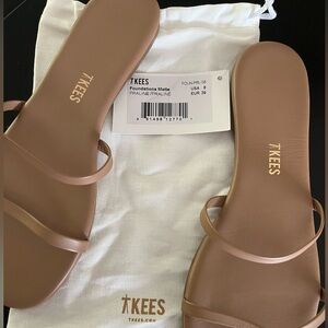 TKEES Gemma leather slides - Praline